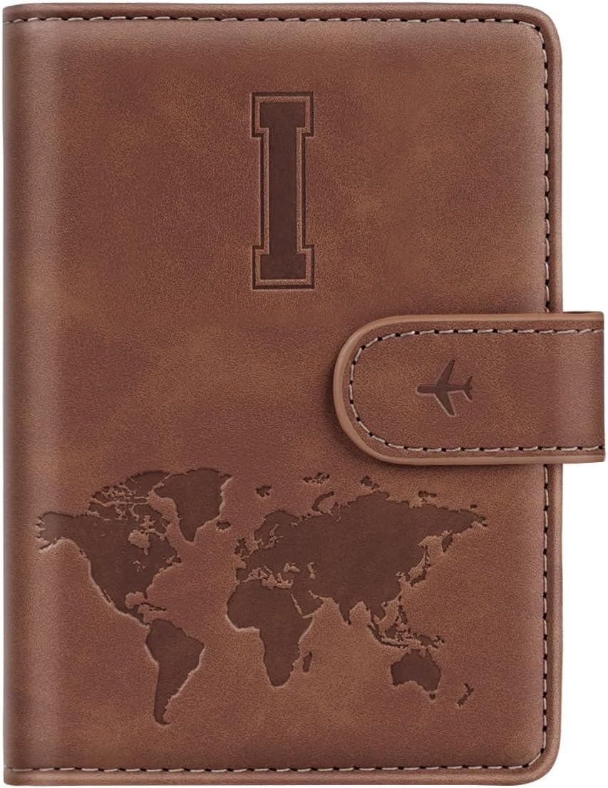 Passport Holder Cover Initial Letter A-Z Travel Wallet Personalized | Travel Essentials, Embossed Design, RFID Blocking, Personalized Gift, Passport Book Holders for Women Girls, Pink-J