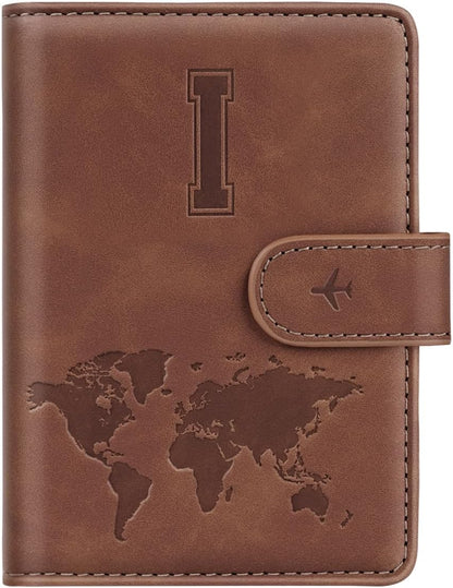 Passport Holder Cover Initial Letter A-Z Travel Wallet Personalized | Travel Essentials, Embossed Design, RFID Blocking, Personalized Gift, Passport Book Holders for Women Girls, Pink-J