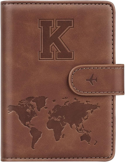 Passport Holder Cover Initial Letter A-Z Travel Wallet Personalized | Travel Essentials, Embossed Design, RFID Blocking, Personalized Gift, Passport Book Holders for Women Girls, Pink-J