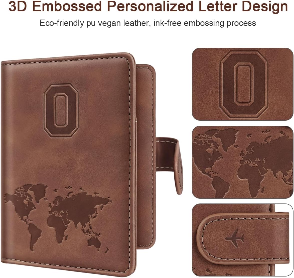 Passport Holder Cover Initial Letter A-Z Travel Wallet Personalized | Travel Essentials, Embossed Design, RFID Blocking, Personalized Gift, Passport Book Holders for Women Girls, Pink-J