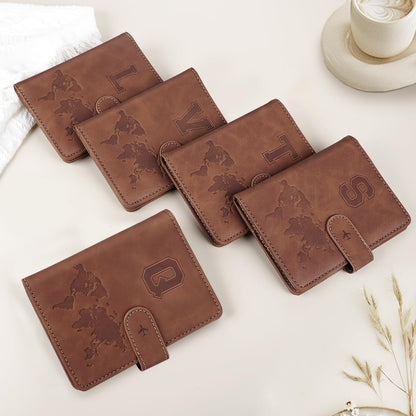 Passport Holder Cover Initial Letter A-Z Travel Wallet Personalized | Travel Essentials, Embossed Design, RFID Blocking, Personalized Gift, Passport Book Holders for Women Girls, Pink-J