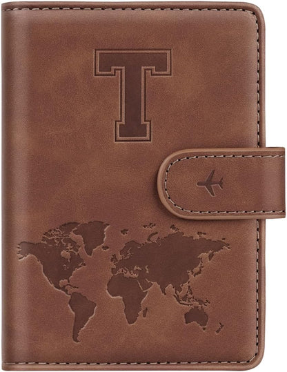 Passport Holder Cover Initial Letter A-Z Travel Wallet Personalized | Travel Essentials, Embossed Design, RFID Blocking, Personalized Gift, Passport Book Holders for Women Girls, Pink-J