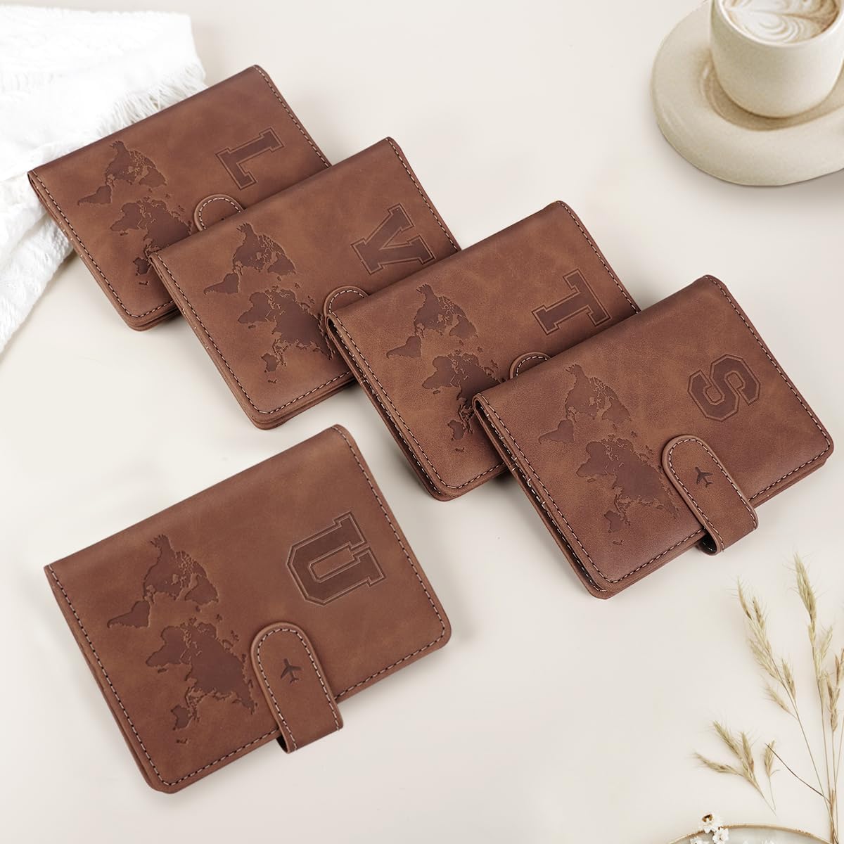 Passport Holder Cover Initial Letter A-Z Travel Wallet Personalized | Travel Essentials, Embossed Design, RFID Blocking, Personalized Gift, Passport Book Holders for Women Girls, Pink-J