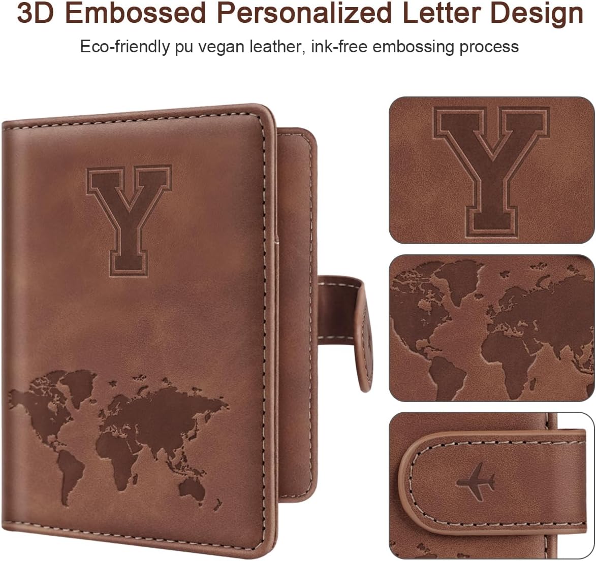Passport Holder Cover Initial Letter A-Z Travel Wallet Personalized | Travel Essentials, Embossed Design, RFID Blocking, Personalized Gift, Passport Book Holders for Women Girls, Pink-J