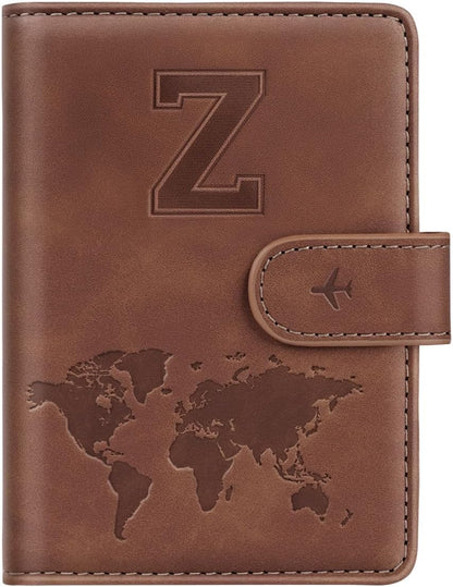 Passport Holder Cover Initial Letter A-Z Travel Wallet Personalized | Travel Essentials, Embossed Design, RFID Blocking, Personalized Gift, Passport Book Holders for Women Girls, Pink-J