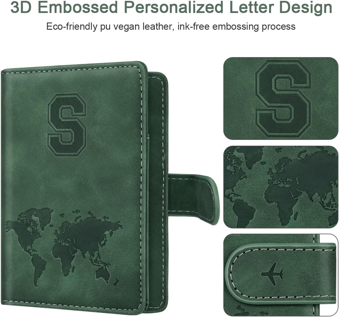 Passport Holder Cover Initial Letter A-Z Travel Wallet Personalized | Travel Essentials, Embossed Design, RFID Blocking, Personalized Gift, Passport Book Holders for Women Girls, Pink-J