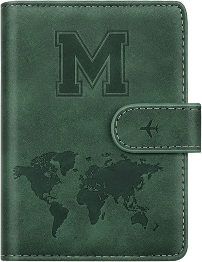 Passport Holder Cover Initial Letter A-Z Travel Wallet Personalized | Travel Essentials, Embossed Design, RFID Blocking, Personalized Gift, Passport Book Holders for Women Girls, Pink-J