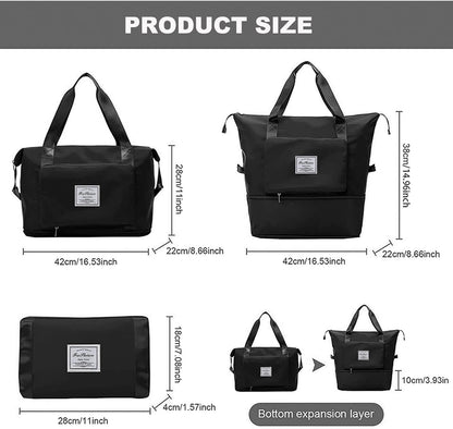 Large Capacity Folding Travel Bag, Lightweight Waterproof Luggage Bag, Expandable Travel Duffel Bag, Dry Wet Separated Gym Tote Bag, Weekender Overnight Bags for Women and Man (Fuchsia)
