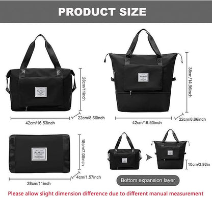 Large Capacity Folding Travel Bag, Lightweight Waterproof Luggage Bag, Expandable Travel Duffel Bag, Dry Wet Separated Gym Tote Bag, Weekender Overnight Bags for Women and Man (Fuchsia)