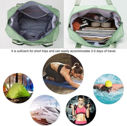 Large Capacity Folding Travel Bag, Lightweight Waterproof Luggage Bag, Expandable Travel Duffel Bag, Dry Wet Separated Gym Tote Bag, Weekender Overnight Bags for Women and Man (Fuchsia)