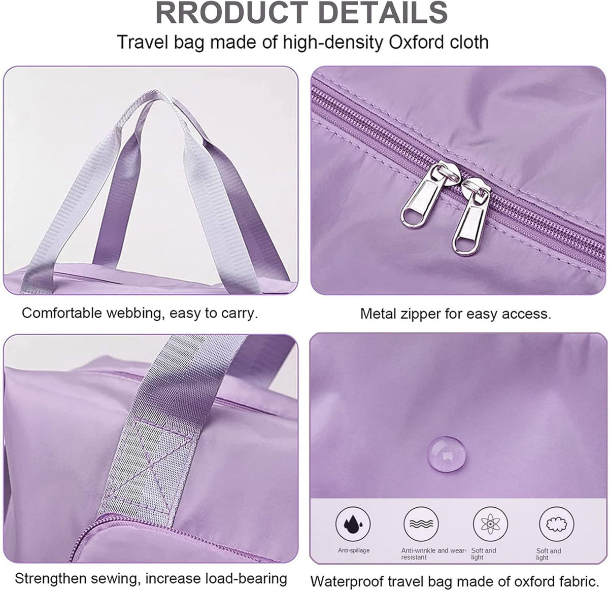 Large Capacity Folding Travel Bag, Lightweight Waterproof Luggage Bag, Expandable Travel Duffel Bag, Dry Wet Separated Gym Tote Bag, Weekender Overnight Bags for Women and Man (Fuchsia)