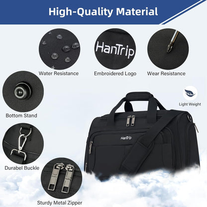 Carry on Duffel Bag Foldable Duffle Bags for Travel, Under Seat Personal Item Bags for Airplanes, Weekender Overnight Mens Travel Tote Bag for Women Softside Carry on Luggage (Caribbean Blue)
