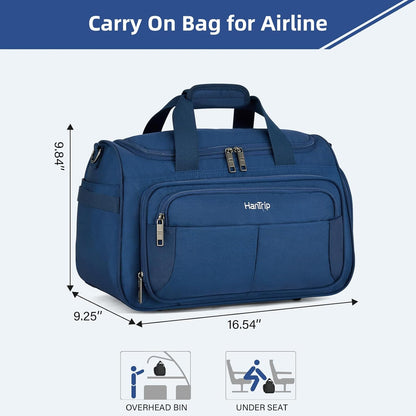Carry on Duffel Bag Foldable Duffle Bags for Travel, Under Seat Personal Item Bags for Airplanes, Weekender Overnight Mens Travel Tote Bag for Women Softside Carry on Luggage (Caribbean Blue)