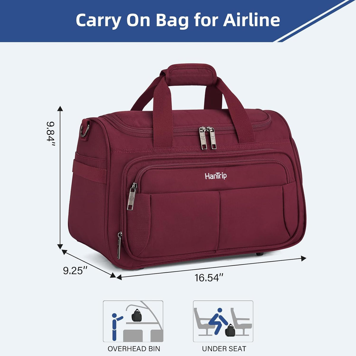 Carry on Duffel Bag Foldable Duffle Bags for Travel, Under Seat Personal Item Bags for Airplanes, Weekender Overnight Mens Travel Tote Bag for Women Softside Carry on Luggage (Caribbean Blue)