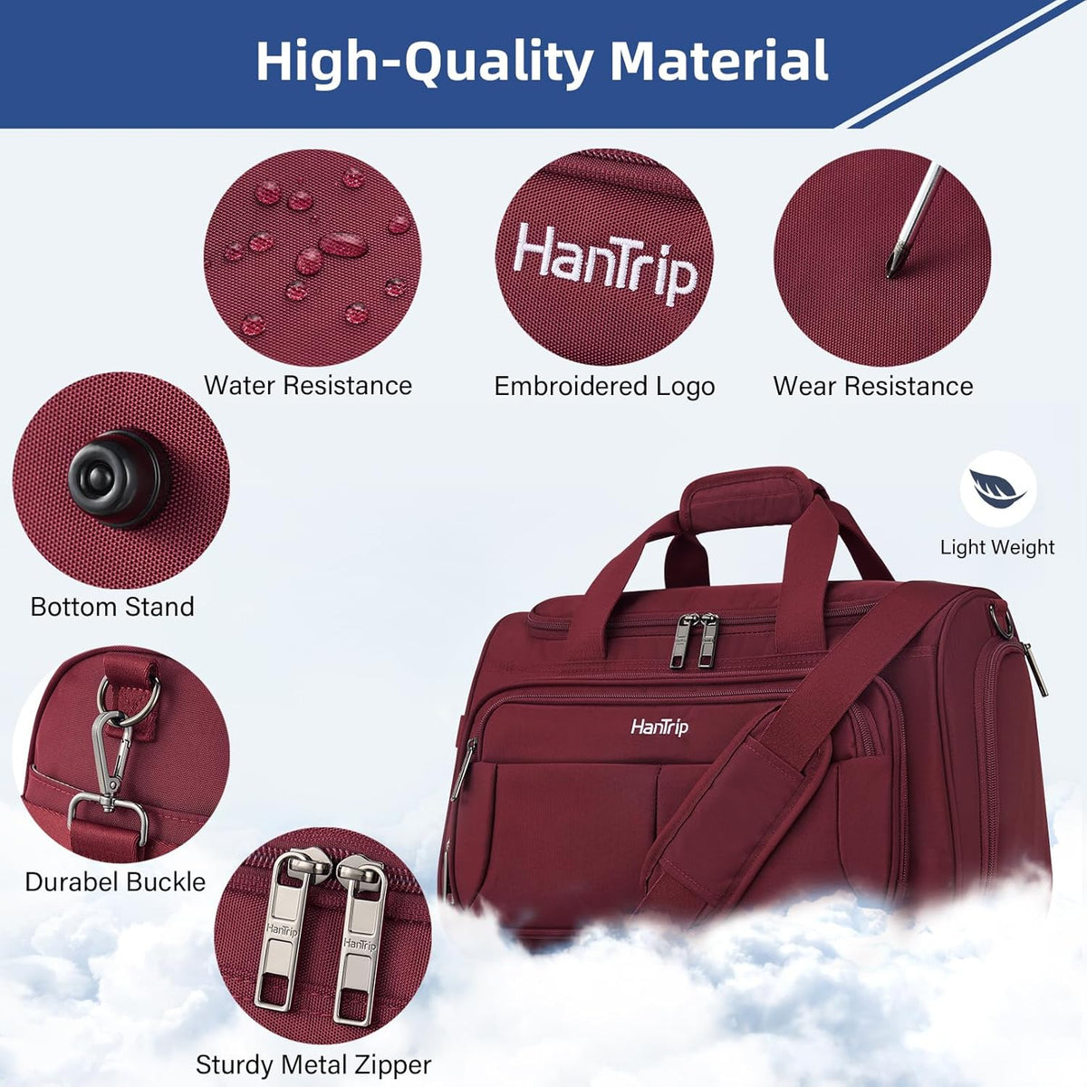 Carry on Duffel Bag Foldable Duffle Bags for Travel, Under Seat Personal Item Bags for Airplanes, Weekender Overnight Mens Travel Tote Bag for Women Softside Carry on Luggage (Caribbean Blue)