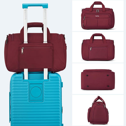 Carry on Duffel Bag Foldable Duffle Bags for Travel, Under Seat Personal Item Bags for Airplanes, Weekender Overnight Mens Travel Tote Bag for Women Softside Carry on Luggage (Caribbean Blue)