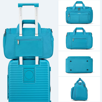 Carry on Duffel Bag Foldable Duffle Bags for Travel, Under Seat Personal Item Bags for Airplanes, Weekender Overnight Mens Travel Tote Bag for Women Softside Carry on Luggage (Caribbean Blue)