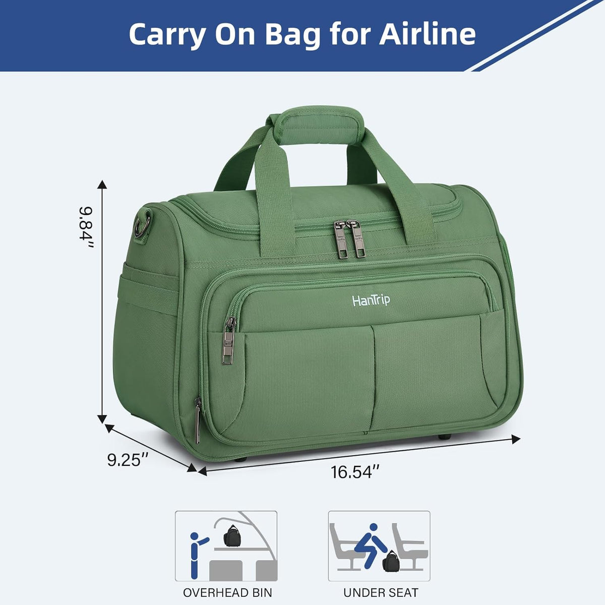 Carry on Duffel Bag Foldable Duffle Bags for Travel, Under Seat Personal Item Bags for Airplanes, Weekender Overnight Mens Travel Tote Bag for Women Softside Carry on Luggage (Caribbean Blue)
