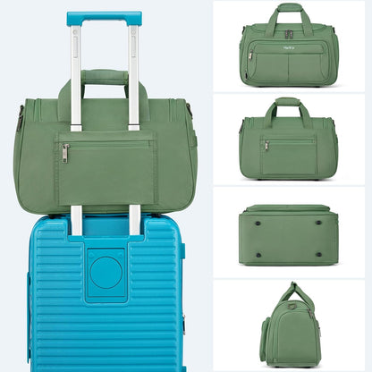Carry on Duffel Bag Foldable Duffle Bags for Travel, Under Seat Personal Item Bags for Airplanes, Weekender Overnight Mens Travel Tote Bag for Women Softside Carry on Luggage (Caribbean Blue)