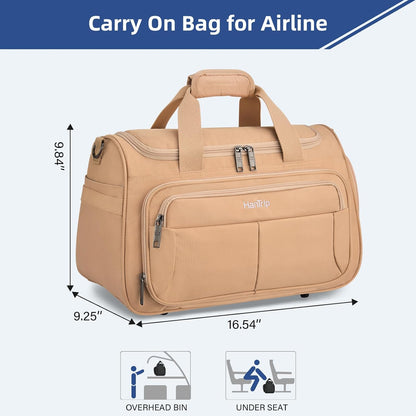 Carry on Duffel Bag Foldable Duffle Bags for Travel, Under Seat Personal Item Bags for Airplanes, Weekender Overnight Mens Travel Tote Bag for Women Softside Carry on Luggage (Caribbean Blue)