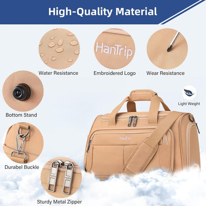 Carry on Duffel Bag Foldable Duffle Bags for Travel, Under Seat Personal Item Bags for Airplanes, Weekender Overnight Mens Travel Tote Bag for Women Softside Carry on Luggage (Caribbean Blue)
