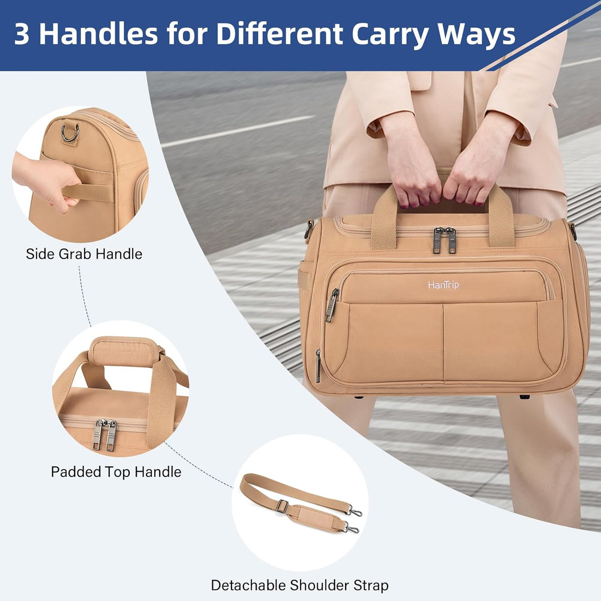 Carry on Duffel Bag Foldable Duffle Bags for Travel, Under Seat Personal Item Bags for Airplanes, Weekender Overnight Mens Travel Tote Bag for Women Softside Carry on Luggage (Caribbean Blue)