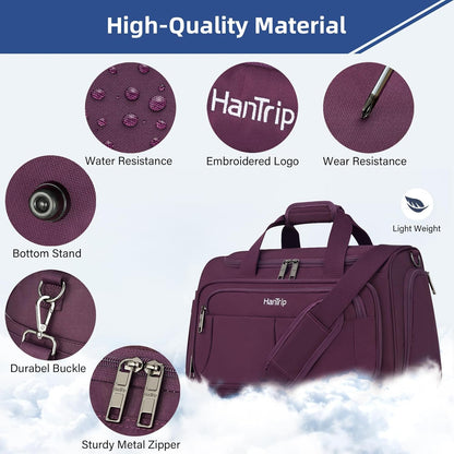 Carry on Duffel Bag Foldable Duffle Bags for Travel, Under Seat Personal Item Bags for Airplanes, Weekender Overnight Mens Travel Tote Bag for Women Softside Carry on Luggage (Caribbean Blue)