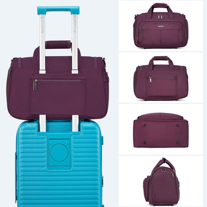 Carry on Duffel Bag Foldable Duffle Bags for Travel, Under Seat Personal Item Bags for Airplanes, Weekender Overnight Mens Travel Tote Bag for Women Softside Carry on Luggage (Caribbean Blue)