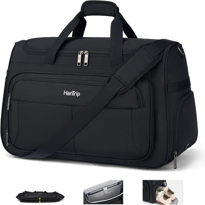 Carry on Duffel Bag Foldable Duffle Bags for Travel, Under Seat Personal Item Bags for Airplanes, Weekender Overnight Mens Travel Tote Bag for Women Softside Carry on Luggage (Caribbean Blue)