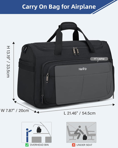 Carry on Duffel Bag Foldable Duffle Bags for Travel, Under Seat Personal Item Bags for Airplanes, Weekender Overnight Mens Travel Tote Bag for Women Softside Carry on Luggage (Caribbean Blue)
