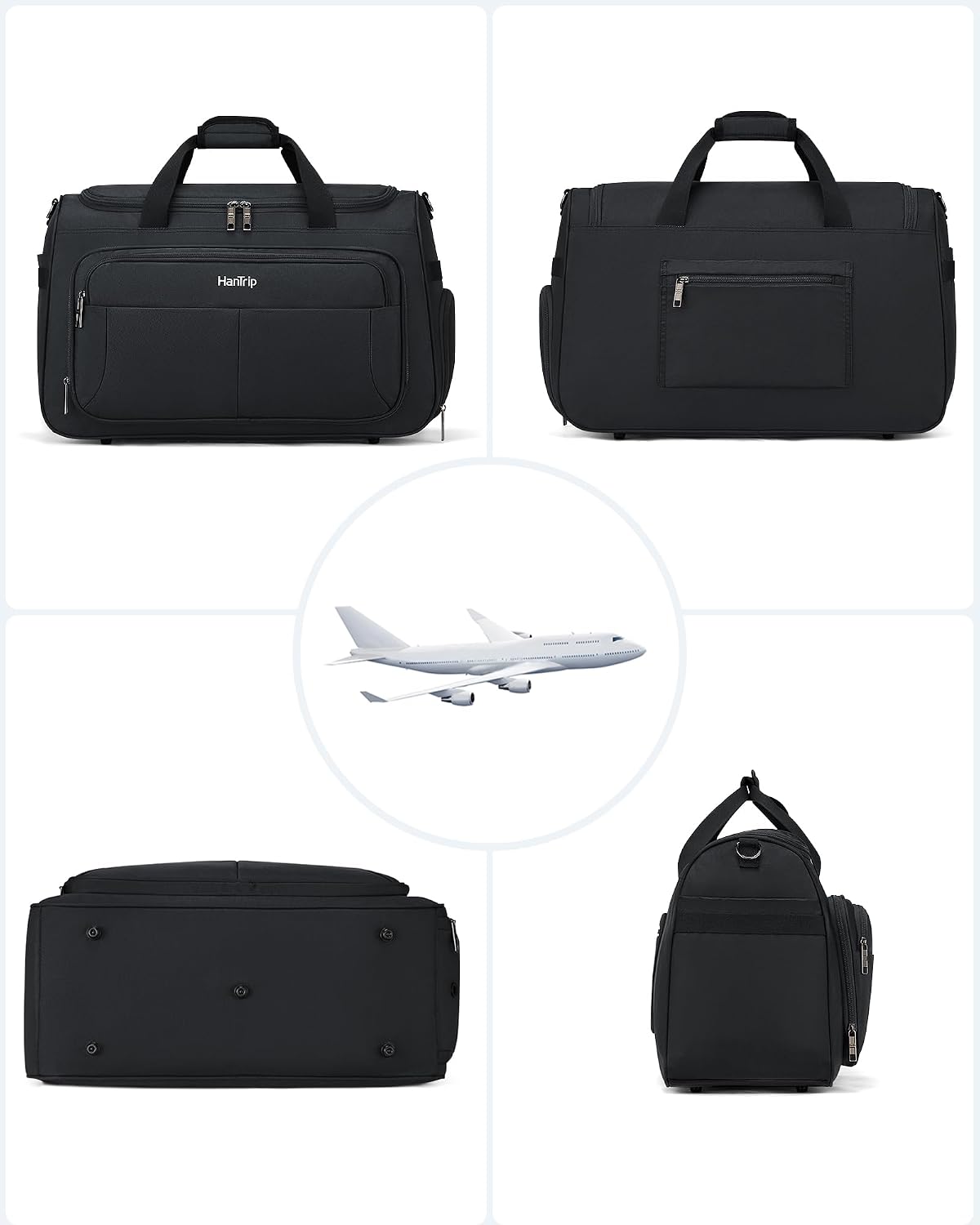 Carry on Duffel Bag Foldable Duffle Bags for Travel, Under Seat Personal Item Bags for Airplanes, Weekender Overnight Mens Travel Tote Bag for Women Softside Carry on Luggage (Caribbean Blue)