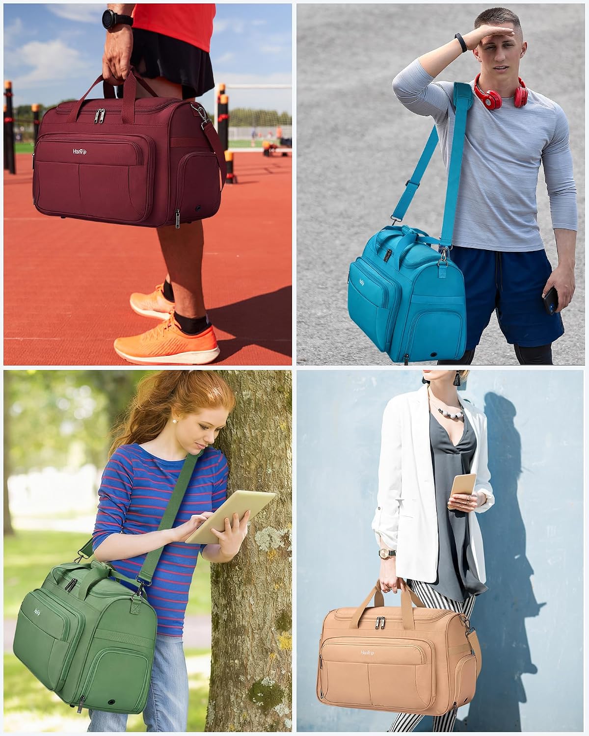 Carry on Duffel Bag Foldable Duffle Bags for Travel, Under Seat Personal Item Bags for Airplanes, Weekender Overnight Mens Travel Tote Bag for Women Softside Carry on Luggage (Caribbean Blue)