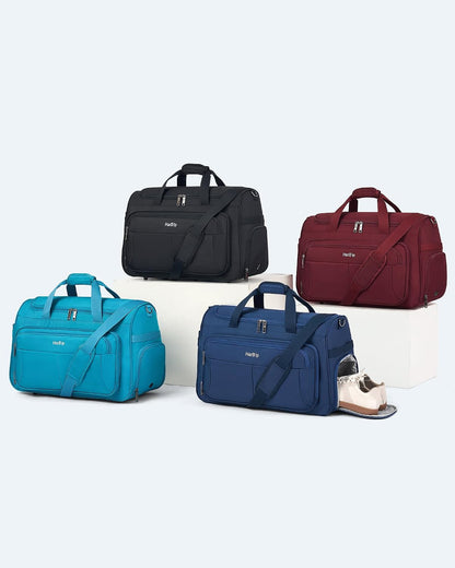 Carry on Duffel Bag Foldable Duffle Bags for Travel, Under Seat Personal Item Bags for Airplanes, Weekender Overnight Mens Travel Tote Bag for Women Softside Carry on Luggage (Caribbean Blue)