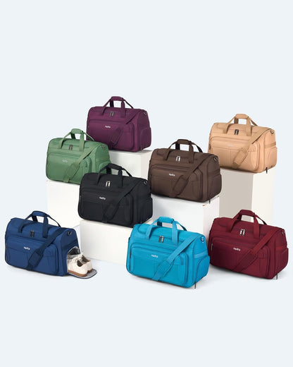 Carry on Duffel Bag Foldable Duffle Bags for Travel, Under Seat Personal Item Bags for Airplanes, Weekender Overnight Mens Travel Tote Bag for Women Softside Carry on Luggage (Caribbean Blue)