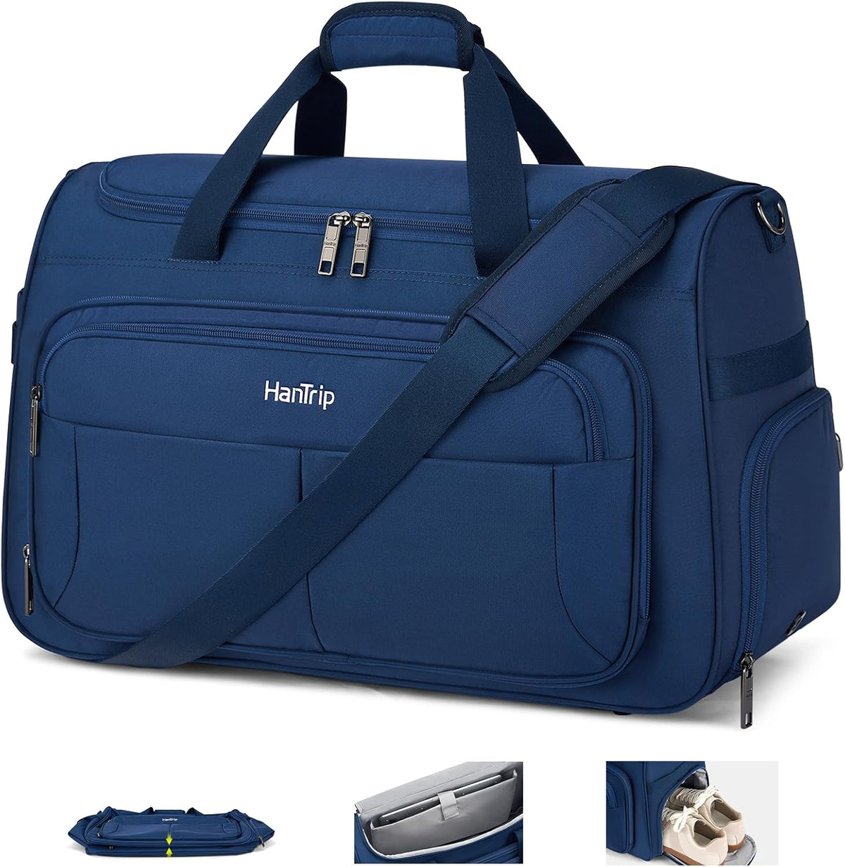 Carry on Duffel Bag Foldable Duffle Bags for Travel, Under Seat Personal Item Bags for Airplanes, Weekender Overnight Mens Travel Tote Bag for Women Softside Carry on Luggage (Caribbean Blue)