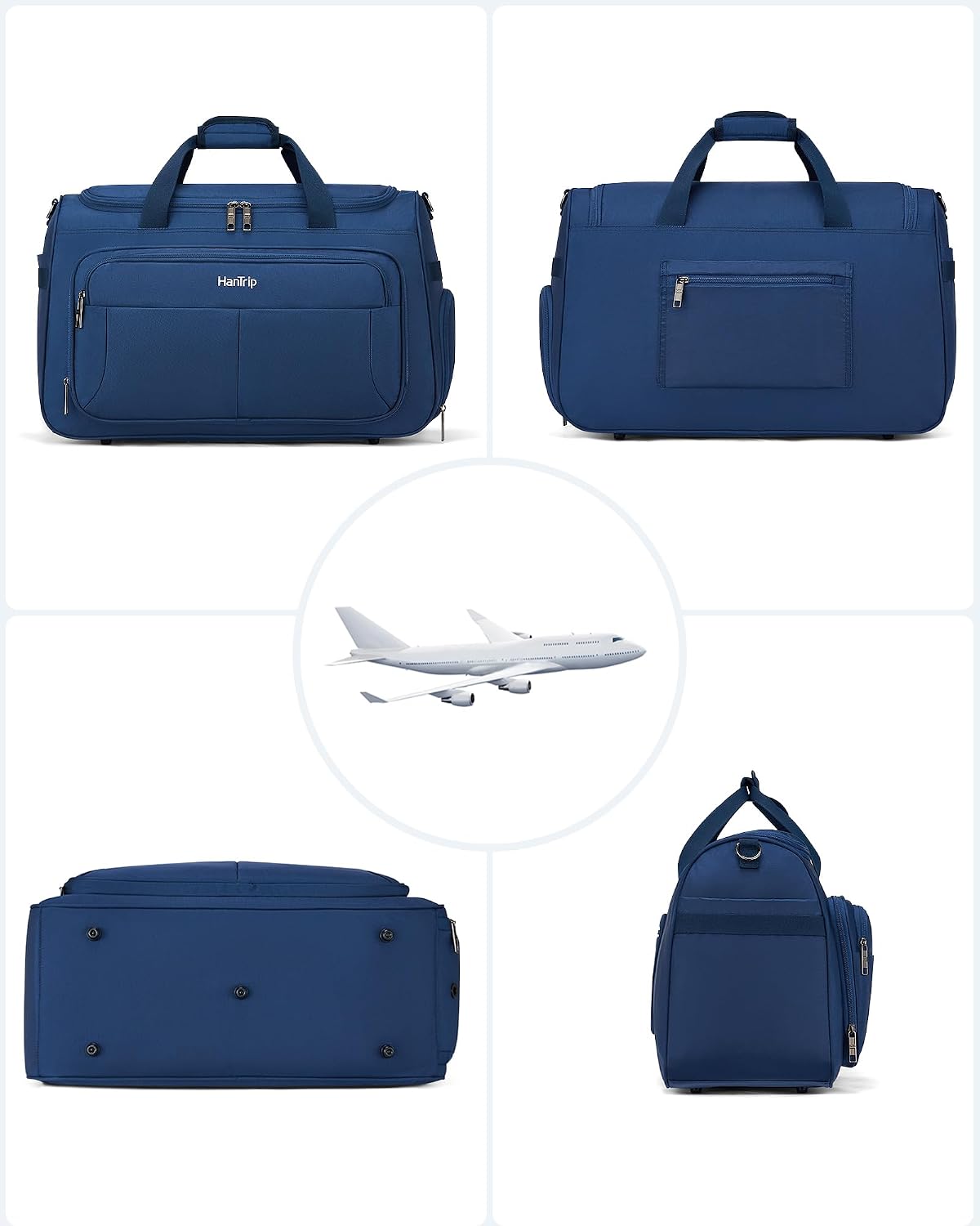 Carry on Duffel Bag Foldable Duffle Bags for Travel, Under Seat Personal Item Bags for Airplanes, Weekender Overnight Mens Travel Tote Bag for Women Softside Carry on Luggage (Caribbean Blue)