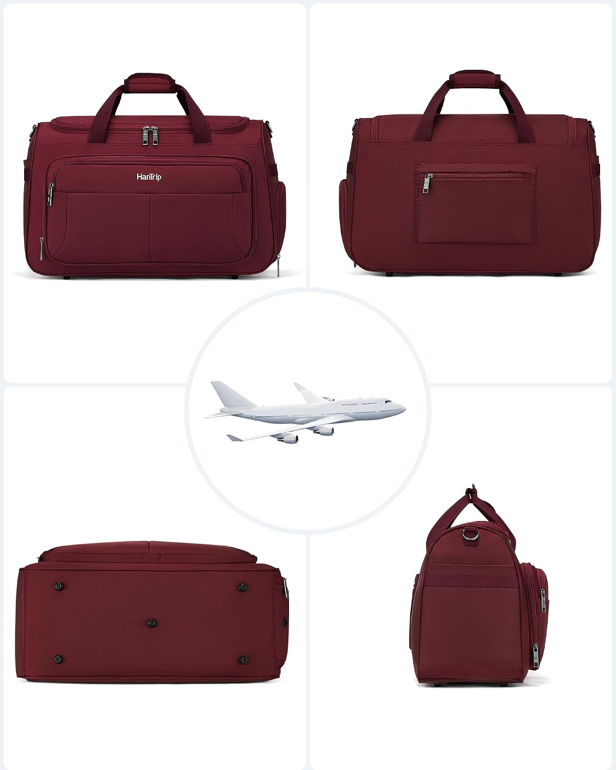 Carry on Duffel Bag Foldable Duffle Bags for Travel, Under Seat Personal Item Bags for Airplanes, Weekender Overnight Mens Travel Tote Bag for Women Softside Carry on Luggage (Caribbean Blue)
