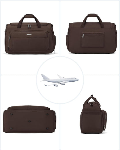 Carry on Duffel Bag Foldable Duffle Bags for Travel, Under Seat Personal Item Bags for Airplanes, Weekender Overnight Mens Travel Tote Bag for Women Softside Carry on Luggage (Caribbean Blue)