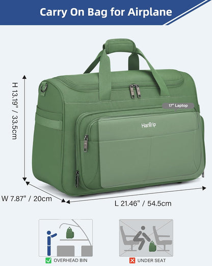 Carry on Duffel Bag Foldable Duffle Bags for Travel, Under Seat Personal Item Bags for Airplanes, Weekender Overnight Mens Travel Tote Bag for Women Softside Carry on Luggage (Caribbean Blue)