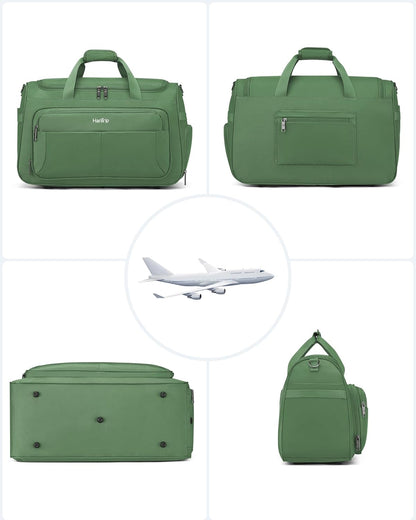 Carry on Duffel Bag Foldable Duffle Bags for Travel, Under Seat Personal Item Bags for Airplanes, Weekender Overnight Mens Travel Tote Bag for Women Softside Carry on Luggage (Caribbean Blue)