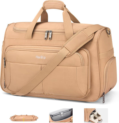 Carry on Duffel Bag Foldable Duffle Bags for Travel, Under Seat Personal Item Bags for Airplanes, Weekender Overnight Mens Travel Tote Bag for Women Softside Carry on Luggage (Caribbean Blue)