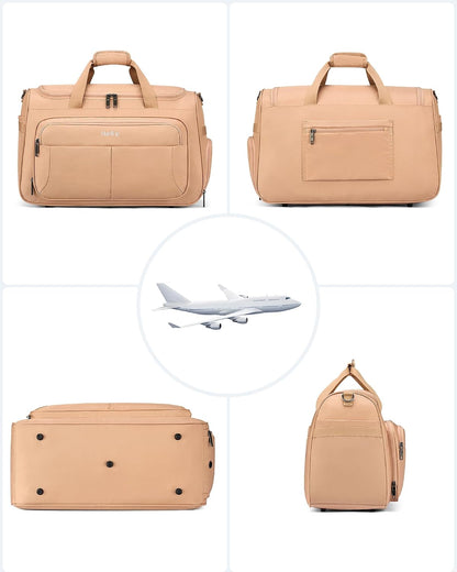 Carry on Duffel Bag Foldable Duffle Bags for Travel, Under Seat Personal Item Bags for Airplanes, Weekender Overnight Mens Travel Tote Bag for Women Softside Carry on Luggage (Caribbean Blue)