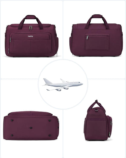 Carry on Duffel Bag Foldable Duffle Bags for Travel, Under Seat Personal Item Bags for Airplanes, Weekender Overnight Mens Travel Tote Bag for Women Softside Carry on Luggage (Caribbean Blue)