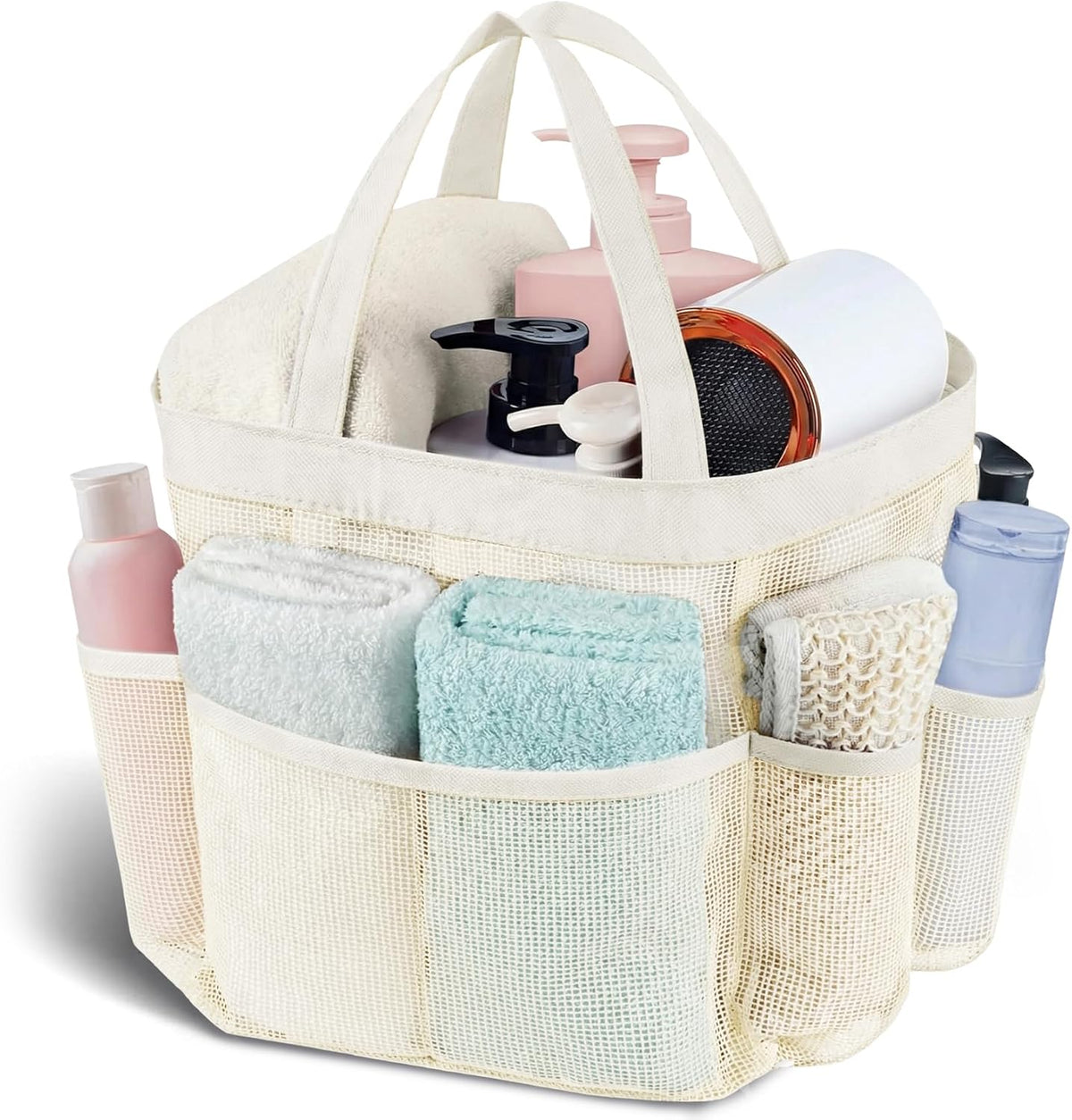 Mesh Shower Caddy Portable, Quick Dry Hanging Shower Tote Bag for College Dorm Room Essentials, Large Capacity Shower Caddy Dorm for Bathroom Gym Swimming
