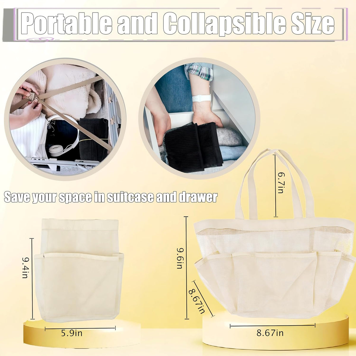 Mesh Shower Caddy Portable, Quick Dry Hanging Shower Tote Bag for College Dorm Room Essentials, Large Capacity Shower Caddy Dorm for Bathroom Gym Swimming