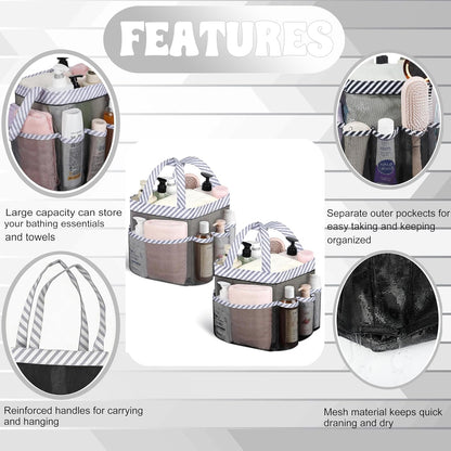 Mesh Shower Caddy Portable, Quick Dry Hanging Shower Tote Bag for College Dorm Room Essentials, Large Capacity Shower Caddy Dorm for Bathroom Gym Swimming