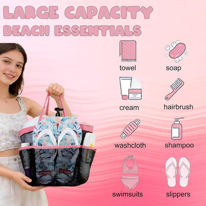 Mesh Shower Caddy Portable, Quick Dry Hanging Shower Tote Bag for College Dorm Room Essentials, Large Capacity Shower Caddy Dorm for Bathroom Gym Swimming