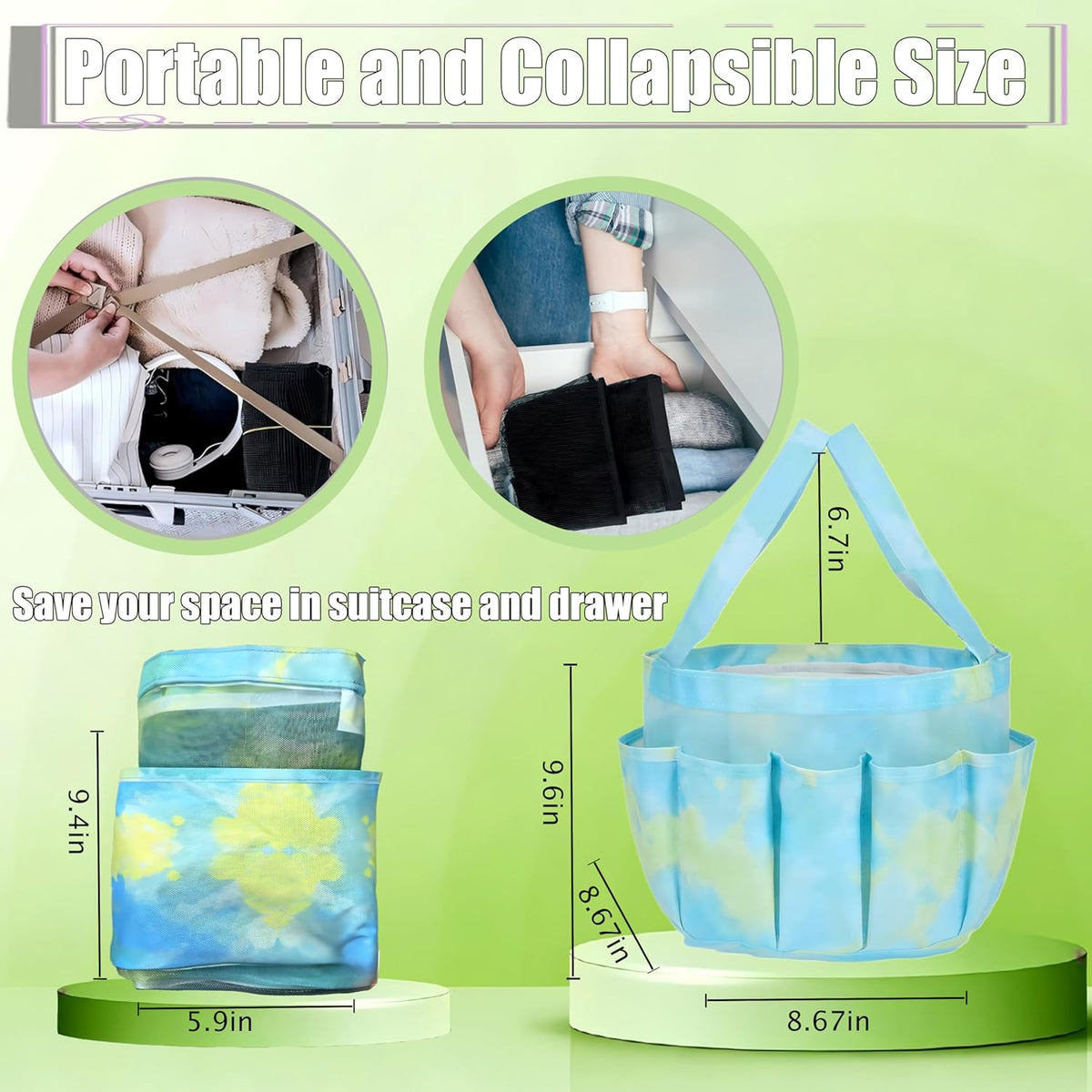 Mesh Shower Caddy Portable, Quick Dry Hanging Shower Tote Bag for College Dorm Room Essentials, Large Capacity Shower Caddy Dorm for Bathroom Gym Swimming