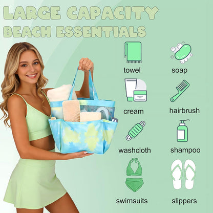 Mesh Shower Caddy Portable, Quick Dry Hanging Shower Tote Bag for College Dorm Room Essentials, Large Capacity Shower Caddy Dorm for Bathroom Gym Swimming