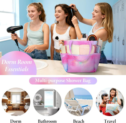 Mesh Shower Caddy Portable, Quick Dry Hanging Shower Tote Bag for College Dorm Room Essentials, Large Capacity Shower Caddy Dorm for Bathroom Gym Swimming